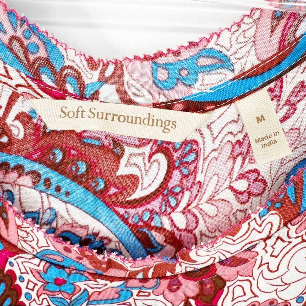 Soft Surroundings Kara Maxi Dress Short Sleeve Tiered Framboise Paisley, Medium - Picture 8 of 15